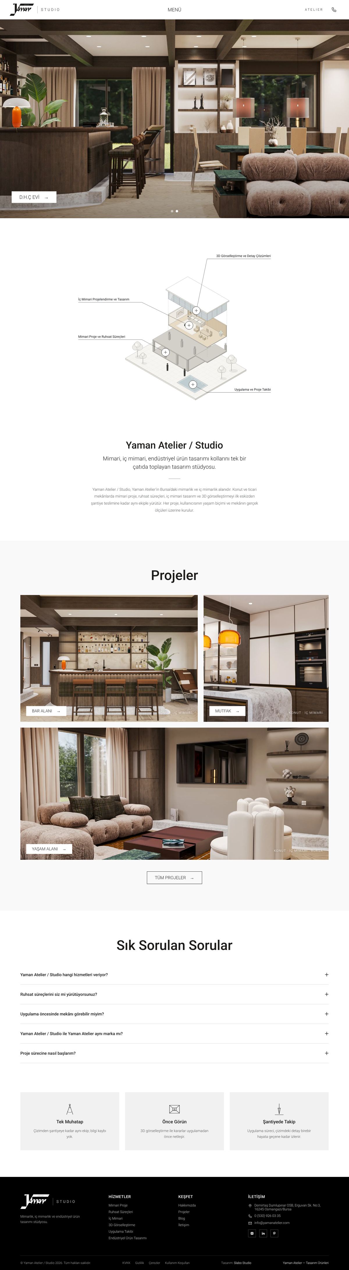 Yaman Atelier / Studio web sitesi ana sayfası